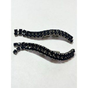 Vintage Musi Black Rhinestone Shoe Clips